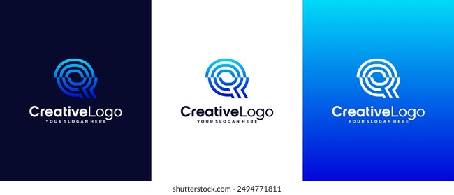 letter Q logo design for digital technology symbol.