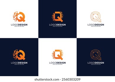 Letter Q Logo Design With Digital Technology Concept