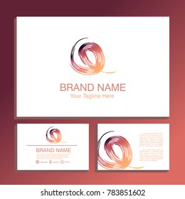 letter q, q logo, q letter design. icon. word logo. abstract types. business cards pack, front and back. vector. suitable for studio, beauty, salon, art and beauty company.