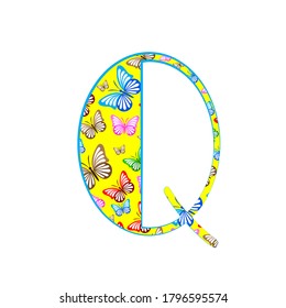 Letter Q Logo  Design made from icon butterfly