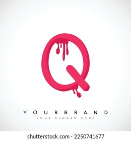 Letter Q Logo Design With Red Blood Drips. Vector Illustration