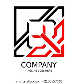 Das Logo des Buchstabens Q ist in Form eines schwarzen und roten Pfeils. Perfekt für T-Shirts, etc.