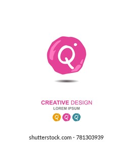 letter q, q logo, q letter design. simple word type logo. suitable for businesses in the field of children and young women. round background that resembles gel for creative design. abstract. vector