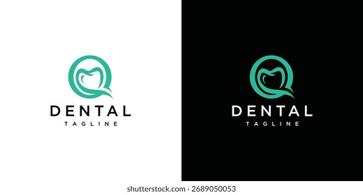 letter Q logo design with teeth, design for a luxurious, elegant and simple business.