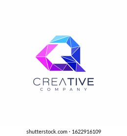 letter Q logo design template. Art tech media app creative sign