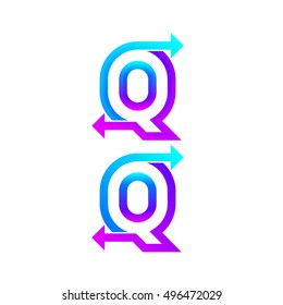 Letter Q logo design template. Arrow creative sign