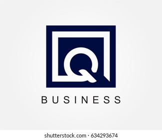 Letter Q logo design template with box