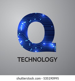 Letter Q logo design template,Technology abstract dot connection cross vector logo icon
