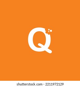 letter Q logo design with unique creative bite marks in modern style in white on orange background. cute letter Q illustration. suitable for business logo, company, marketing, promotion, food, etc