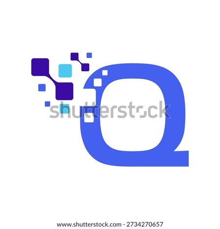 Letter Q Logo with Digital Rounded Squares