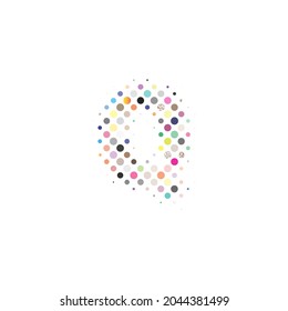 Letter Q logo. Dots logo, dotted shape logotype vector design. colorful Q letter logo in halftone dots style