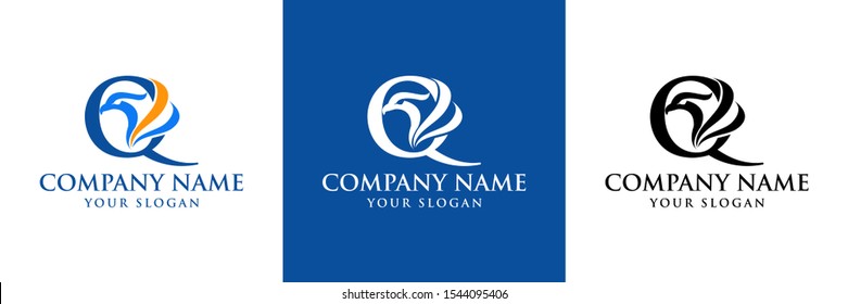a letter Q logo with eagle, business logo, letter logo