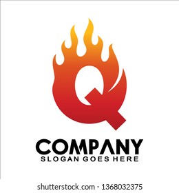 Letter Q logo with fire flame shape, emblem, design concept, creative symbol, icon business or corporate