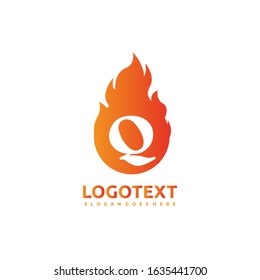 Letter Q logo with fire flame shape,design concept, creative symbol, icon business or corporate