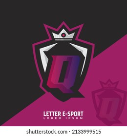 letter Q logo gamer design, Initials e-sports logo design concept,  emblem design for eSports team.