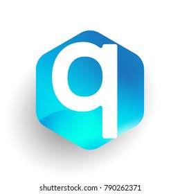 Letter Q logo in hexagon shape and colorful background, letter combination logo design for business and company identity.
