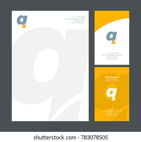 Letter Q Logo icon with business card and letter head.  Stationery vector template. 