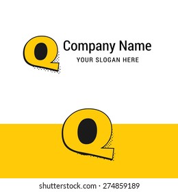 Letter q logo icon design | alphabet letter | Stylish yellow color corporate branding template design elements elements