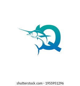 Letter Q logo icon with fish design symbol template vector