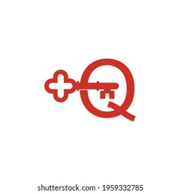 Letter Q logo icon with key icon design symbol template vector