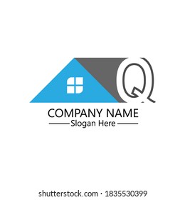 letter Q  logo Icon monogram for house, real estate Illustration