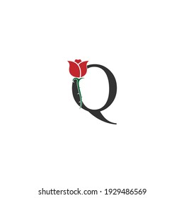 Letter Q logo icon with rose design vector illustration