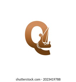 Letter Q with logo icon viking sailboat design template illustration