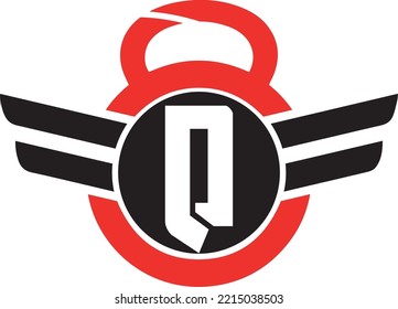 Letter Q logo with kettlebell | Fitness Gym logo | vector illustration of logo design