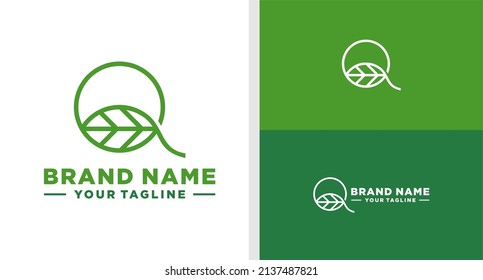 LETTER Q LOGO LEAF LINE EDITABLE