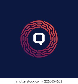 letter Q logo modern technology emblem.