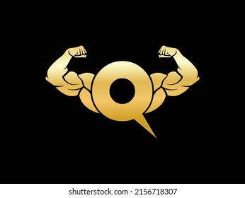 Letter Q Logo With muscular shape. Fitness Gym logo.