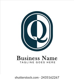 Logo de la letra Q en forma ovalada. Alfabeto Q Icono de negocios en forma redonda