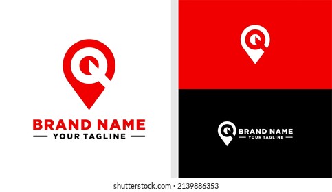 LETTER Q LOGO PIN NEGATIVO SPAE EDITABLE