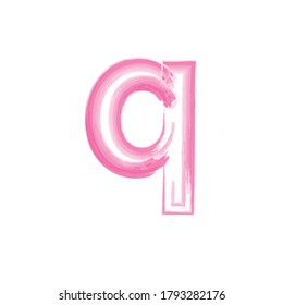 Letter q logo with pink watercolor and white background.Vector Illustration EPS10.