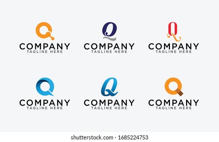 Letter Q logo set abstract vector letter Q logo set template