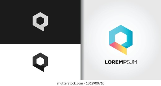 Buchstabe q Logo-Ideenvorlage Vektorgrafik