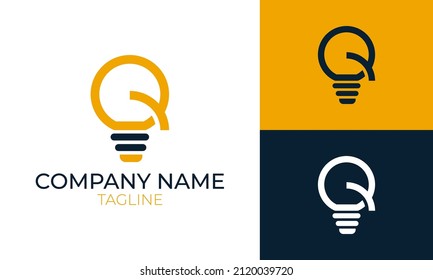 letter q logo in the shape of a vector light bulb, isolated on white background.