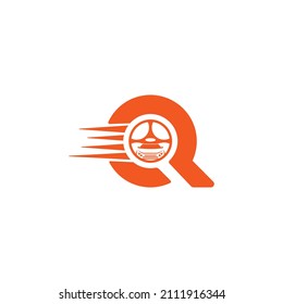 Letter Q logo, sign, symbol, modern icon, Q driving, initial letter q, logo template, steering, vector, monogram, business, professional car , Creative Alphabet Q, Illustration