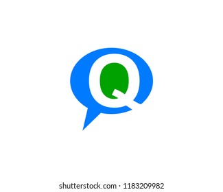 Letter Q Logo as Speech Bubble shape design vector template