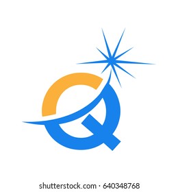 Letter Q logo with star shining 