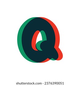 Letter Q logo with stereo effect. Perfect to use in any disco labels, dj logos, electromusic posters, bright identity, etc.