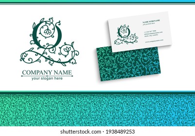 Letter Q logo template. Monnogram, delicate floral design. Personal logo. Vector design.