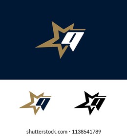 Letter Q logo template with Star design element. Vector illustration. Corporate branding identity