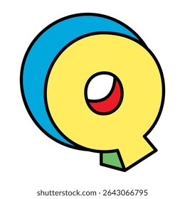 letra Q logotipo vetor colorido brincalhão isolado no fundo branco