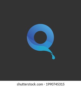 letter Q logo with water drop vector icon