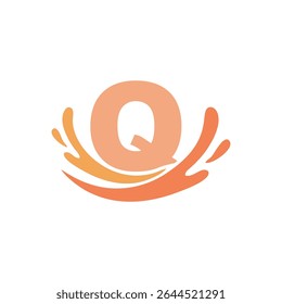 Letter Q logo with water splash simple design template, for your company