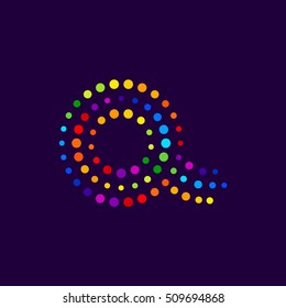 Letter Q logo.Dots logo colorful,dotted shape logotype vector design