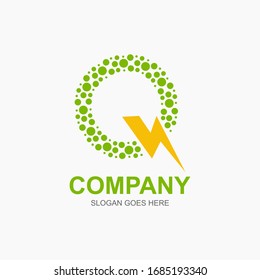 Letter Q logotype logo with the concept of quantum energy