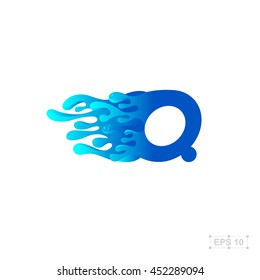 letter Q logo,water,splash,waves