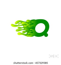 letter Q logo,water,splash,waves,green